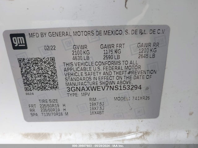 Chevrolet Equinox Awd Rs 2022 3GNAXWEV7NS153294 Image 9