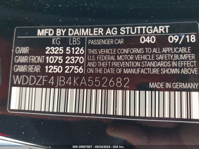 WDDZF4JB4KA552682 Mercedes-Benz E 300