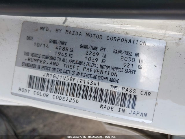 Mazda Mazda6 I Touring 2015 JM1GJ1V58F1214341 Image 9
