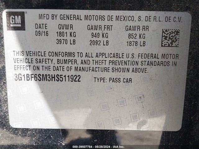 Chevrolet Cruze Premier Auto 2017 3G1BF6SM3HS511922 Image 9
