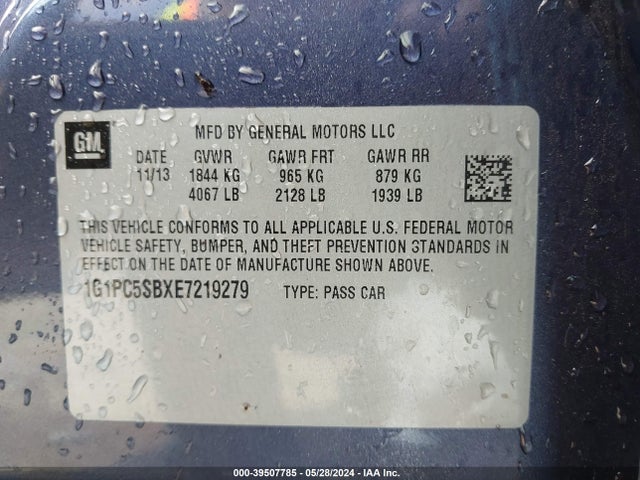 1G1PC5SBXE7219279 Chevrolet Cruze 1lt Auto