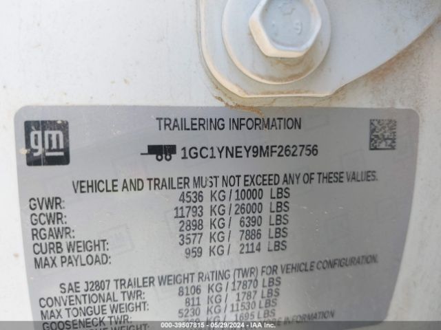 1GC1YNEY9MF262756 Chevrolet Silverado 2500hd 4wd  Standard Bed Lt