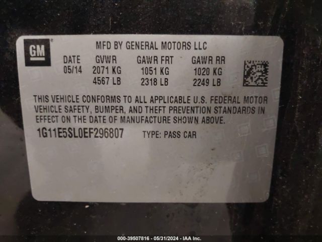 1G11E5SL0EF296807 Chevrolet MALIBU 2LT