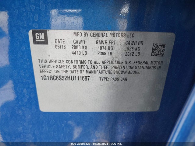 Chevrolet VOLT LT 2017 1G1RC6S52HU111687 Image 9