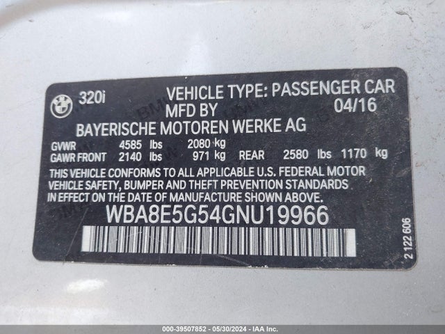 WBA8E5G54GNU19966 BMW 320i Xdrive