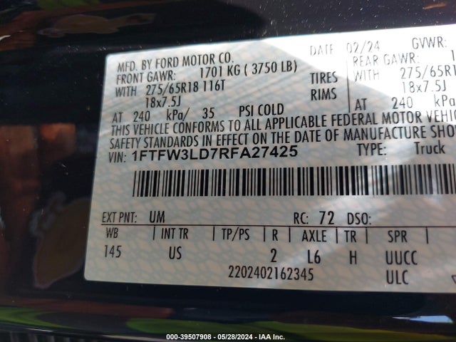 Ford F-150 Xlt 2024 1FTFW3LD7RFA27425 Image 9