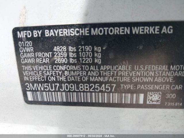 3MW5U7J09L8B25457 BMW 3 Series M340i