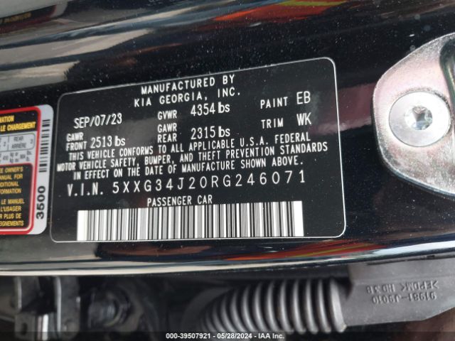 5XXG34J20RG246071 KIA K5 EX
