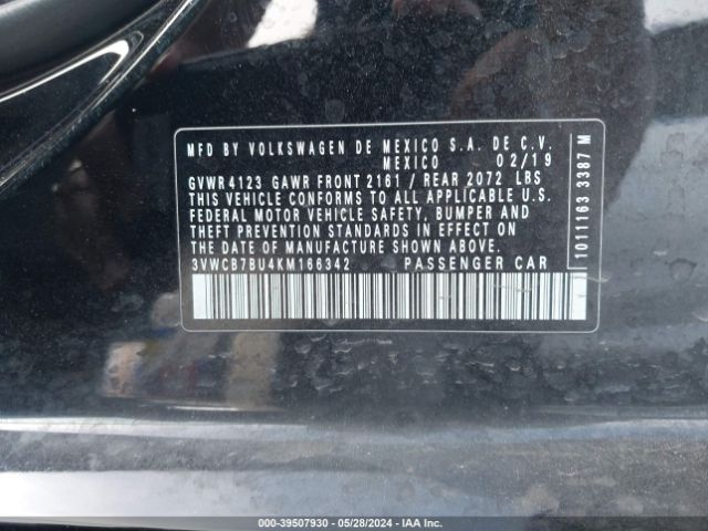 3VWCB7BU4KM166342 Volkswagen Jetta 1.4t R-line/1.4t S/1.4t Se