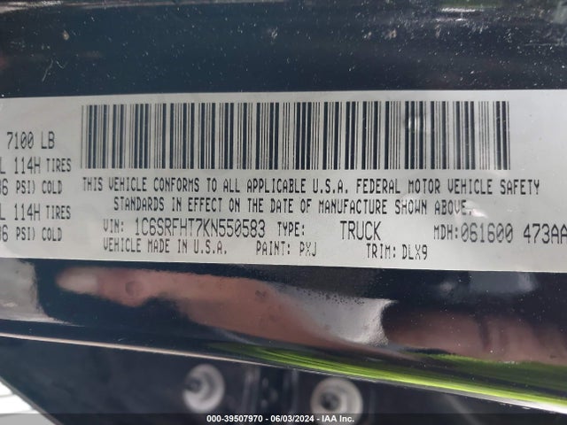 RAM 1500 Limited  4x4 5'7 Box 2019 1C6SRFHT7KN550583 Image 9
