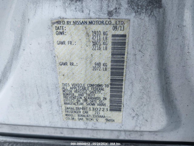 Nissan Altima 2.5 S 2014 1N4AL3AP4EC130223 Image 9