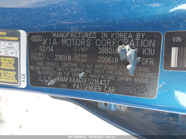 KIA FORTE LX 2014 KNAFX4A60E5216437 Image 9