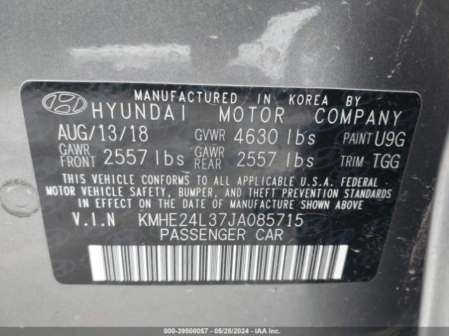 KMHE24L37JA085715 Hyundai Sonata Hybrid Se
