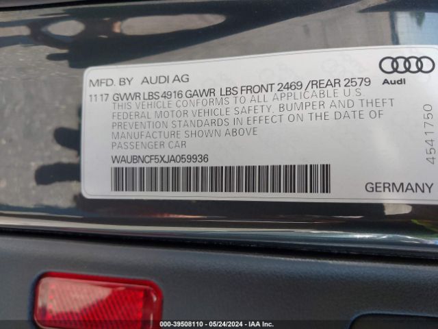 WAUBNCF5XJA059936 Audi A5 2.0t Premium