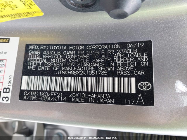 Toyota C-HR XLE 2019 JTNKHMBX2K1051785 Image 9