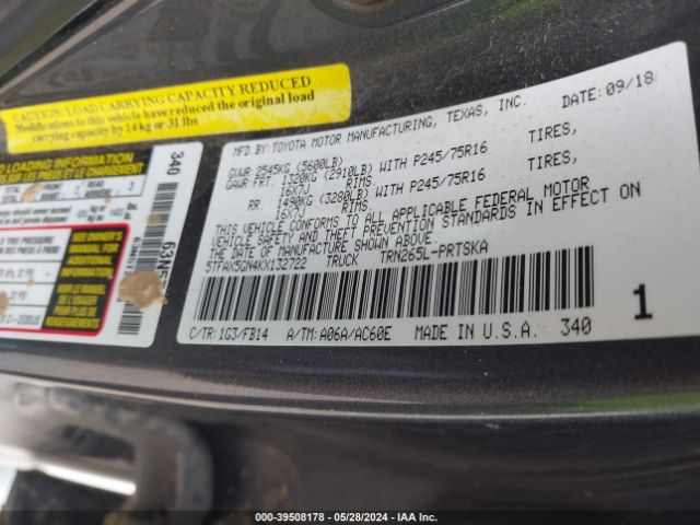 5TFAX5GN4KX132722 Toyota Tacoma Sr