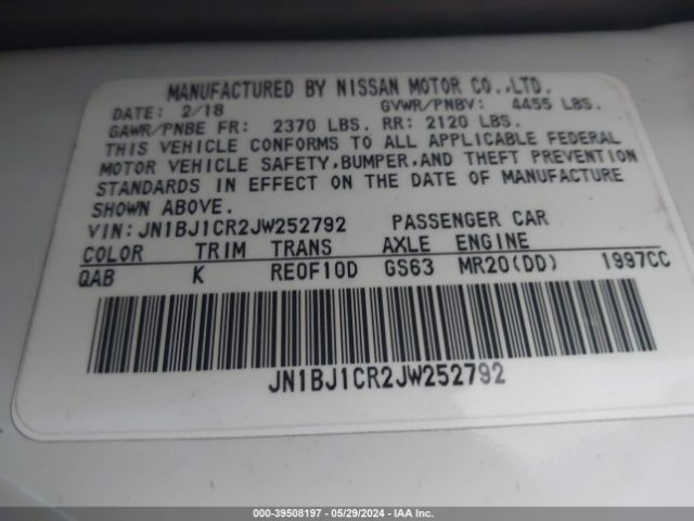 JN1BJ1CR2JW252792 Nissan Rogue Sport Sv