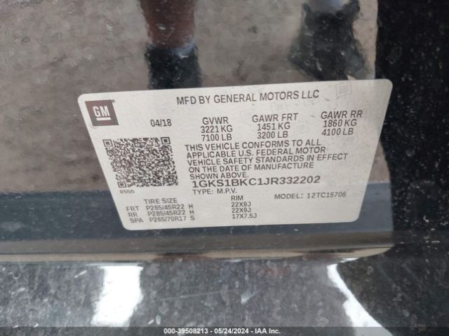 1GKS1BKC1JR332202 GMC YUKON SLT