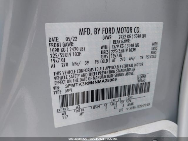3FMTK3RM4NMA28009 Ford Mustang Mach-e Premium