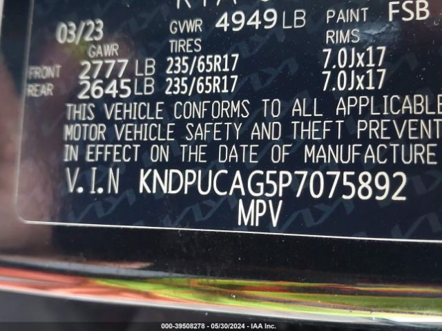 KNDPUCAG5P7075892 KIA Sportage Hybrid Lx