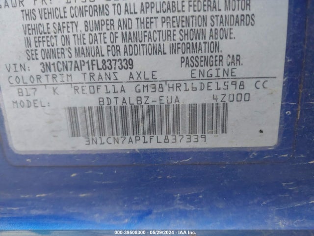 Nissan Versa 1.6 Sv 2015 3N1CN7AP1FL837339 Image 9