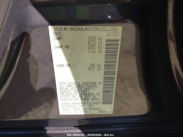 Nissan Altima 2.5 S 2014 1N4AL3APXEN332987 Image 9