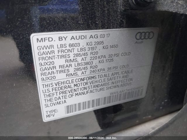 WA1LAAF74HD048510 Audi Q7 3.0t Premium