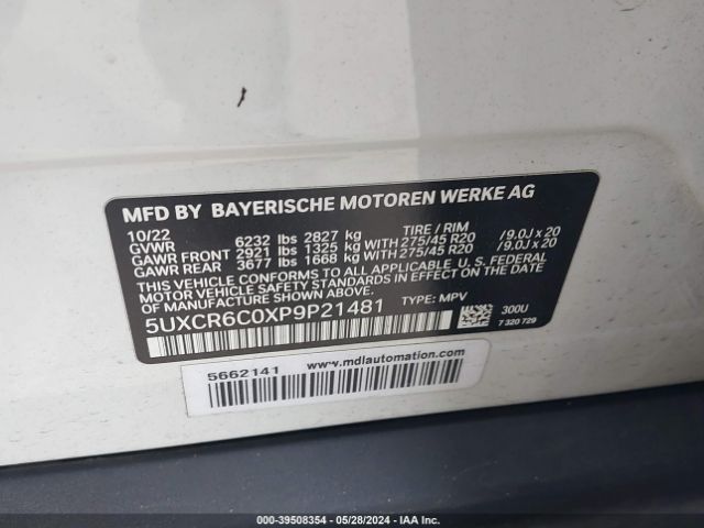 5UXCR6C0XP9P21481 BMW X5 Xdrive40i