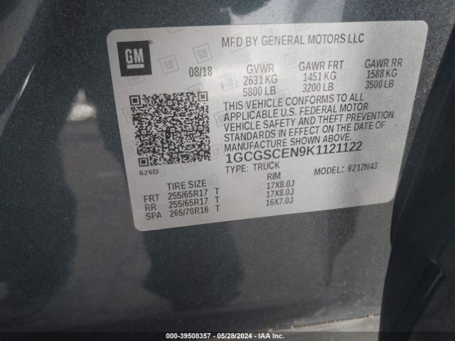 1GCGSCEN9K1121122 Chevrolet Colorado Lt