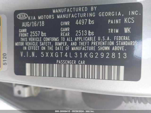 KIA Optima Lx 2019 5XXGT4L31KG292813 Image 9