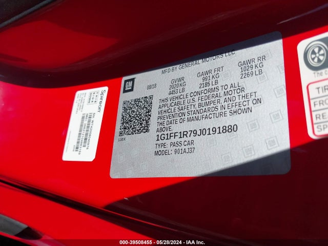 Chevrolet Camaro 1ss 2018 1G1FF1R79J0191880 Image 9