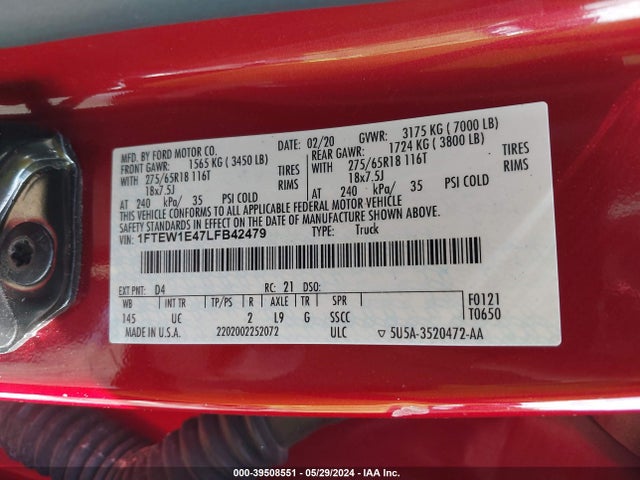 Ford F-150 Xlt 2020 1FTEW1E47LFB42479 Image 9