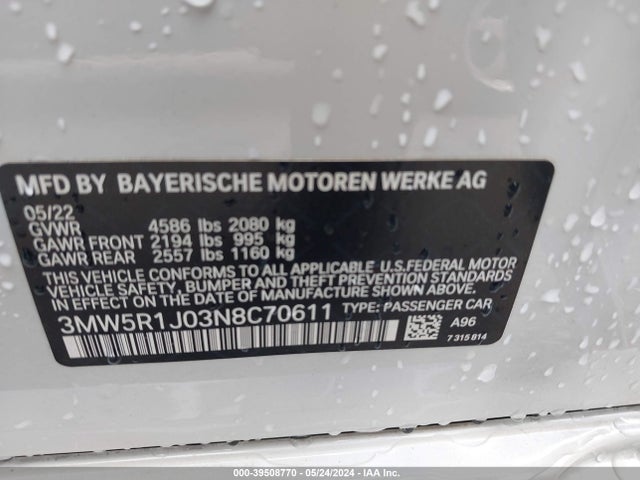 BMW 330I 2022 3MW5R1J03N8C70611 Image 9