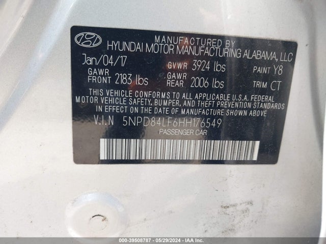 Hyundai Elantra Value Edition 2017 5NPD84LF6HH176549 Image 9