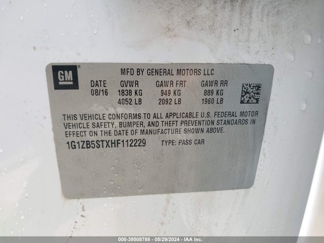 Chevrolet MALIBU LS 2017 1G1ZB5STXHF112229 Image 9