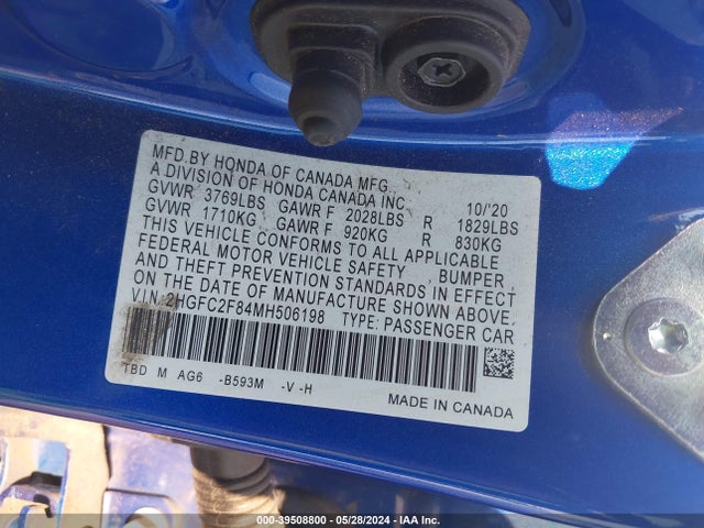 Honda Civic Sport 2021 2HGFC2F84MH506198 Image 9