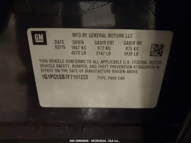 Chevrolet Cruze 1lt Auto 2015 1G1PC5SB7F7191233 Image 9