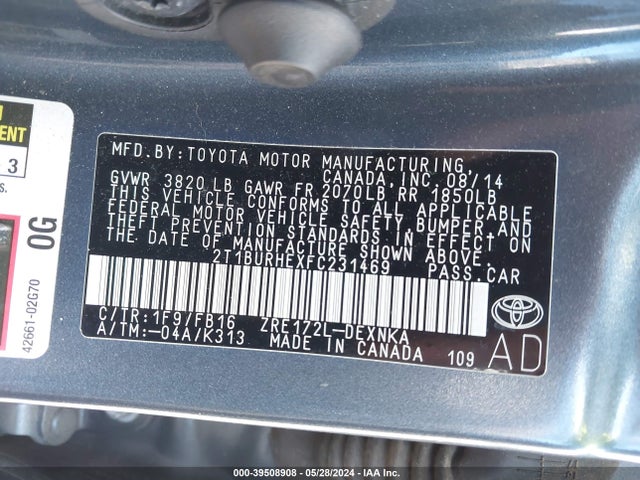 Toyota COROLLA LE 2015 2T1BURHEXFC231469 Image 9