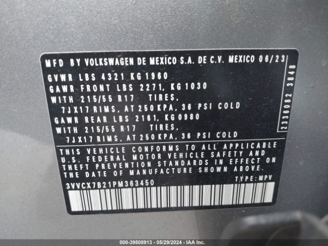 3VVCX7B21PM363450 Volkswagen Taos 1.5t S