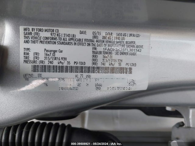 Ford FOCUS SE 2015 1FADP3K25FL301342 Image 9
