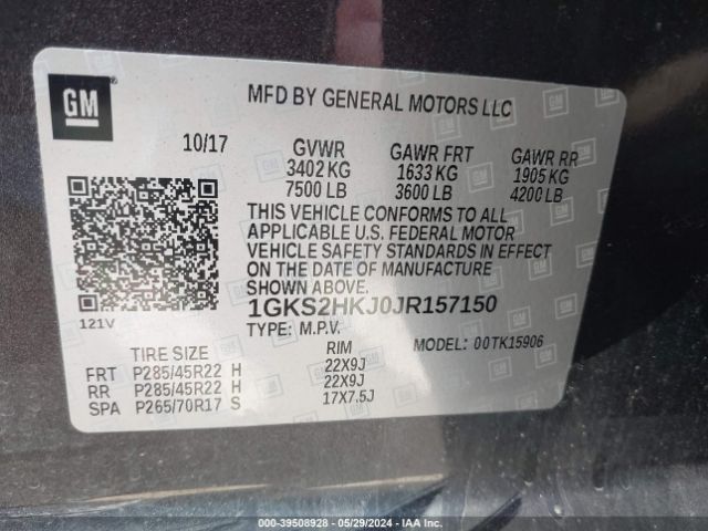 1GKS2HKJ0JR157150 GMC YUKON XL DENALI