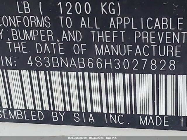 4S3BNAB66H3027828 Subaru Legacy 2.5i