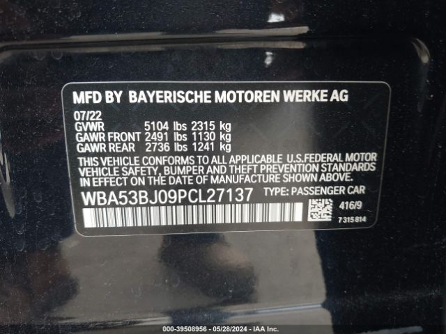 WBA53BJ09PCL27137 BMW 540 I