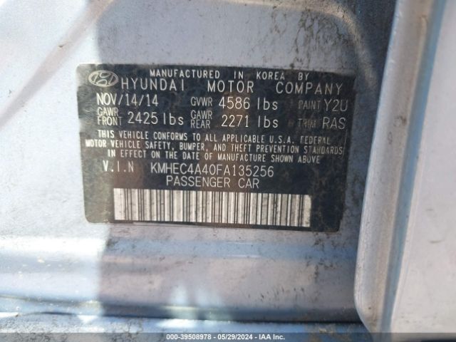 KMHEC4A40FA135256 Hyundai SONATA HYBRID