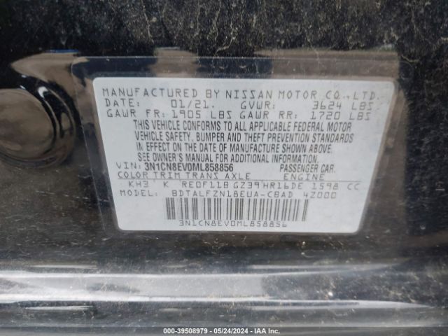 3N1CN8EV0ML858856 Nissan Versa Sv Xtronic Cvt