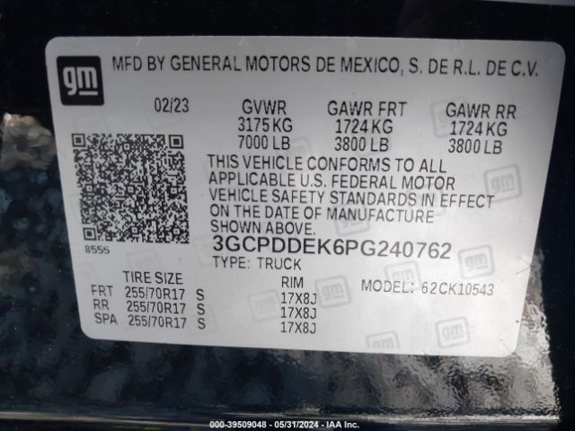 3GCPDDEK6PG240762 Chevrolet Silverado 1500 4wd  Standard Bed Lt