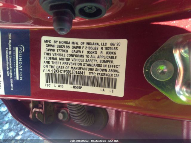 19XFC1F39LE014841 Honda CIVIC EX