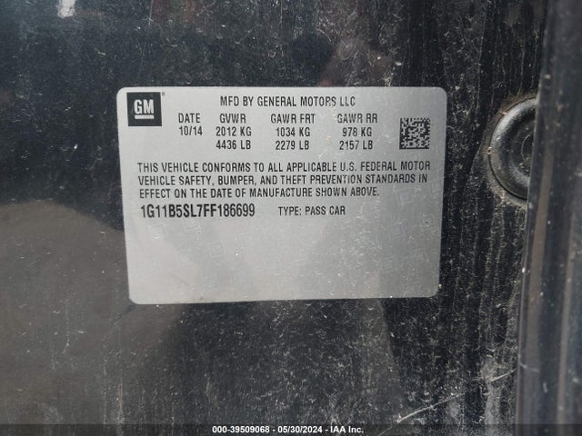 Chevrolet MALIBU LS 2015 1G11B5SL7FF186699 Image 9
