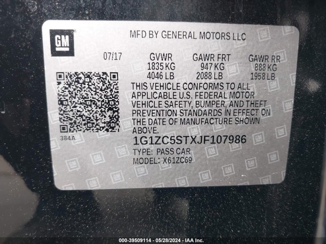 Chevrolet lfv - direct injection, variable valve timing, gen 1 2018 1G1ZC5STXJF107986 Image 25