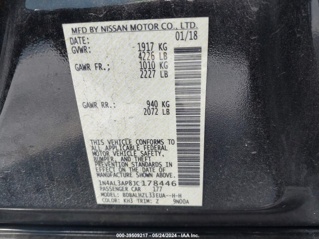 Nissan Altima 2.5 Sr 2018 1N4AL3AP8JC178446 Image 9